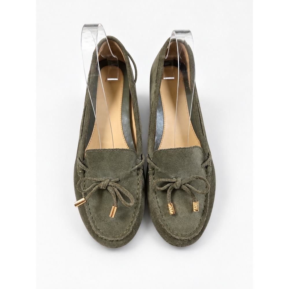 Michael Kors Olive Suede Driving Loafers Moccasins Gold Hardware Women's 8M